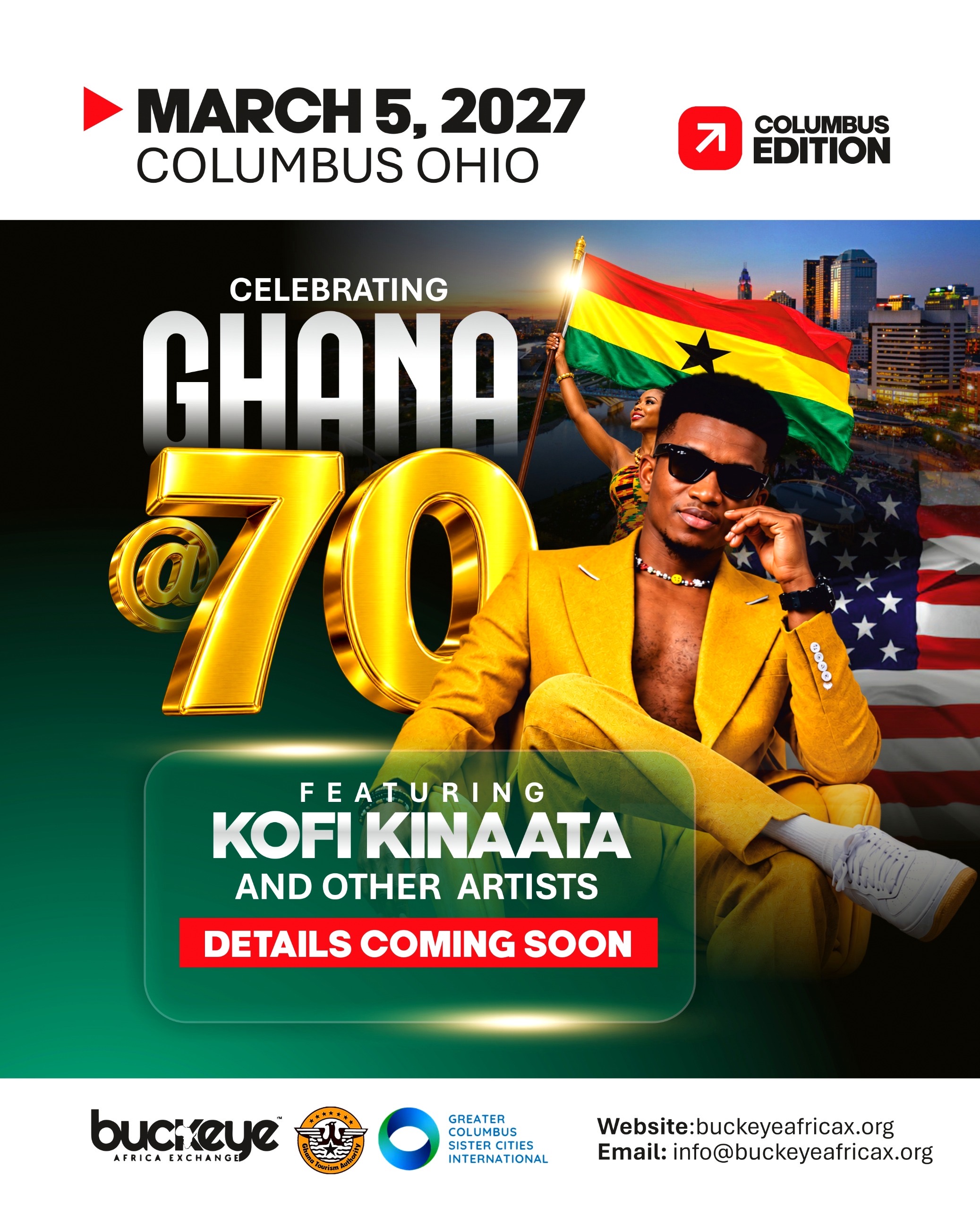 Ghana at 70, Columbus Edition, save the date poster